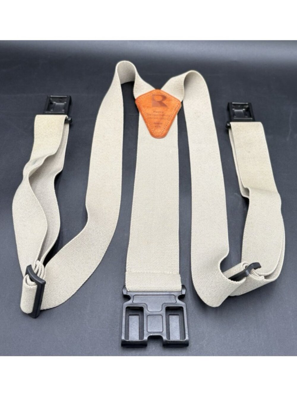 The Original PERRY Suspenders Tan 1.5" and 2” Wide Hook on Belt Clip USA Y Back